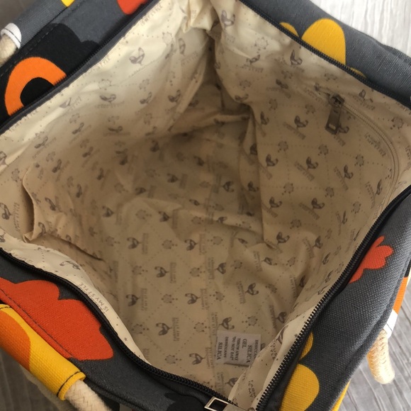 FARMHOUSE IS MY STYLE large canvas floral tote bag gray w/orange yellow NWOT - Picture 8 of 15